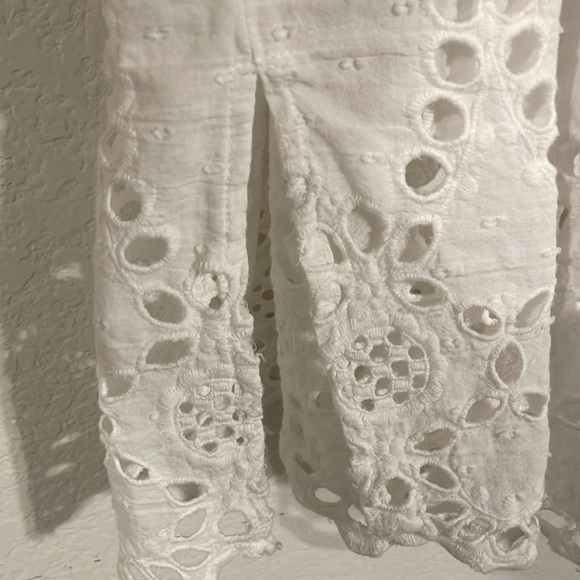 Ivy Jane Anthropologie Women LRG Babydoll Tunic White 100% Cotton Floral Eyelet - Picture 8 of 14